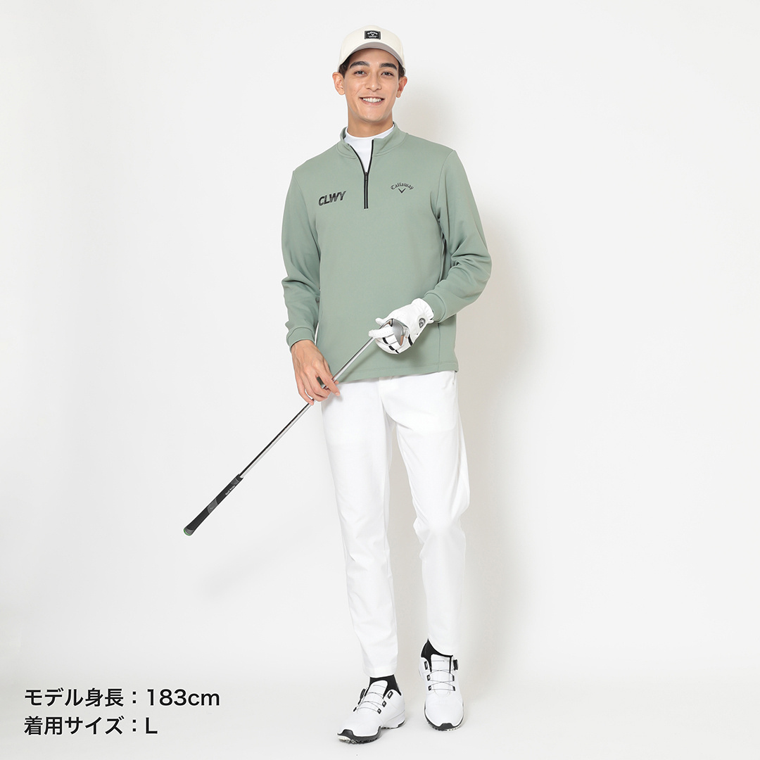 裏起毛ハーフジップモックネックシャツ (MENS)