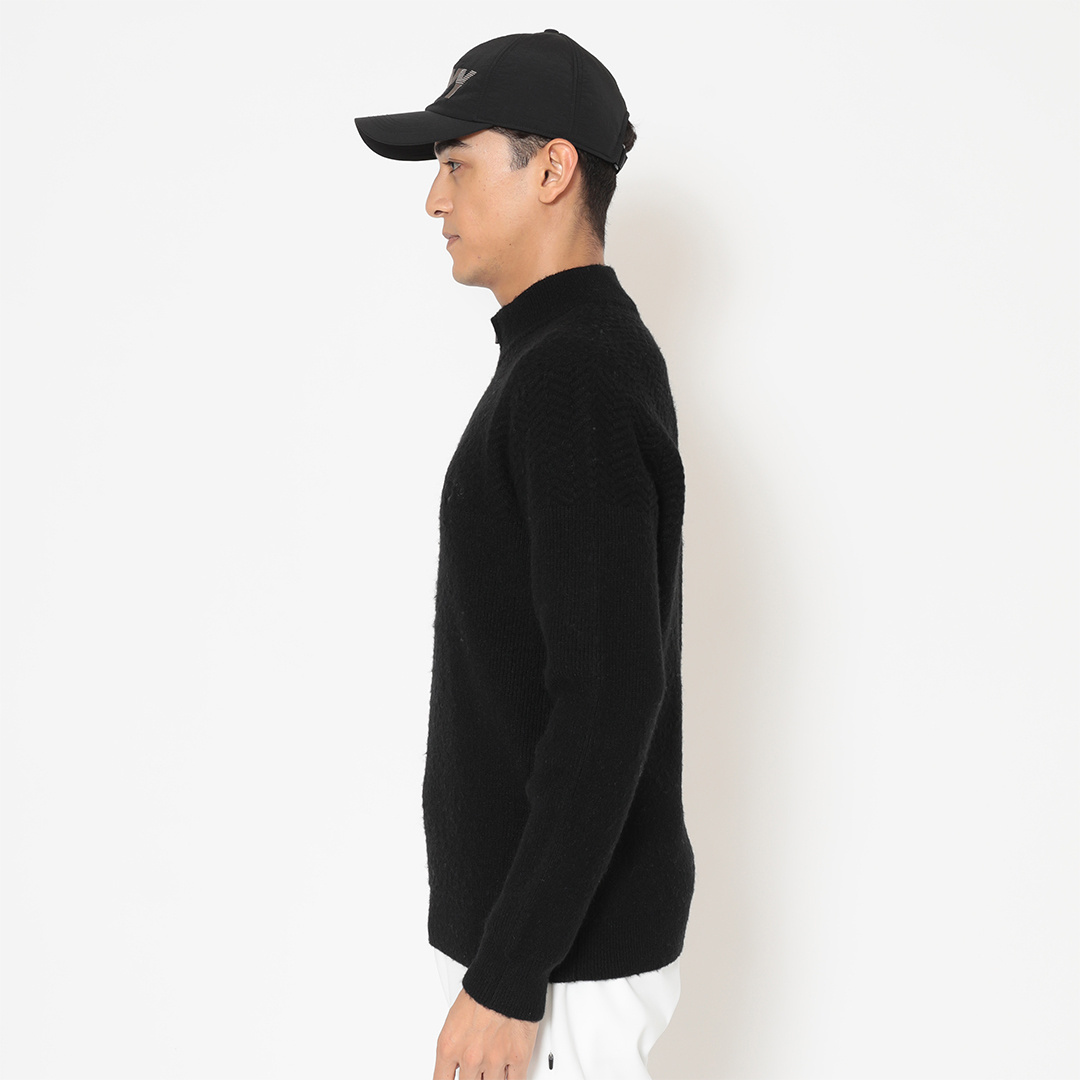 ヘリンボーンハーフジップニット ※4Lサイズあり (MENS)