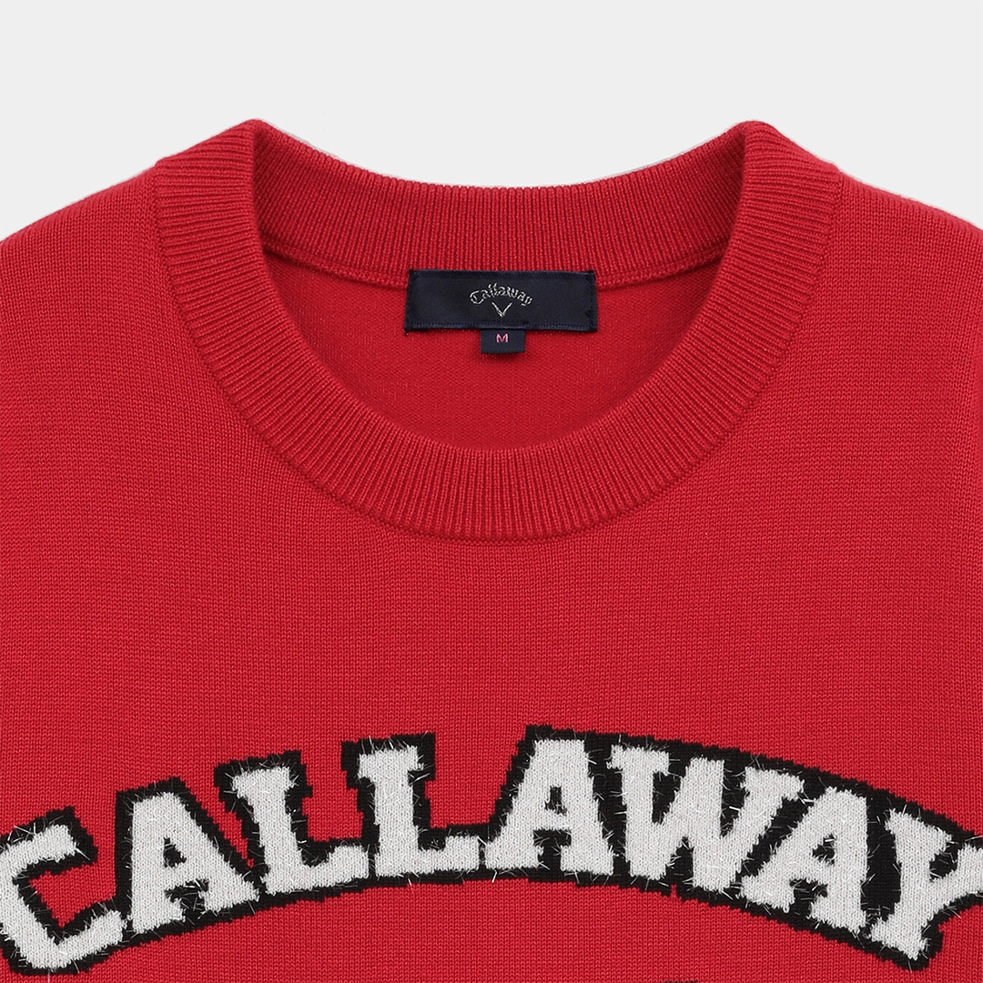 キャロウェイ★長袖 ダブルジップ ウール ニット ウェア レッド Lサイズ キャロウェイ☆長袖 ダブルジップ ウール ニット ウェア レッド