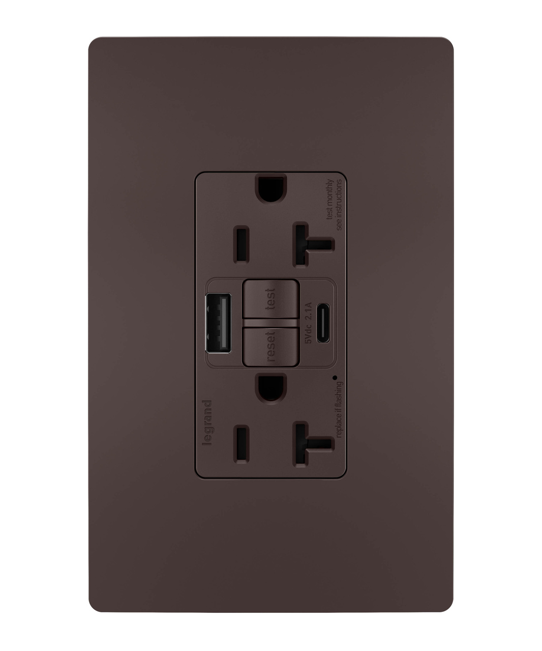 radiant Collection 20 amp GFCI USB Type A/C Outlet in Dark Bronze