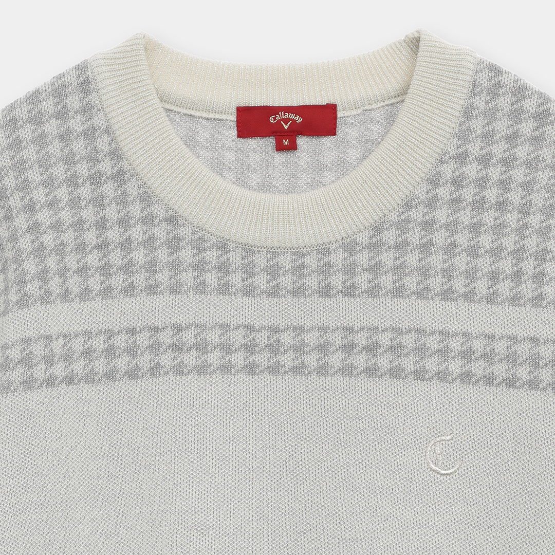 ラメプレーティング千鳥ダブルジャカードニット (WOMENS)