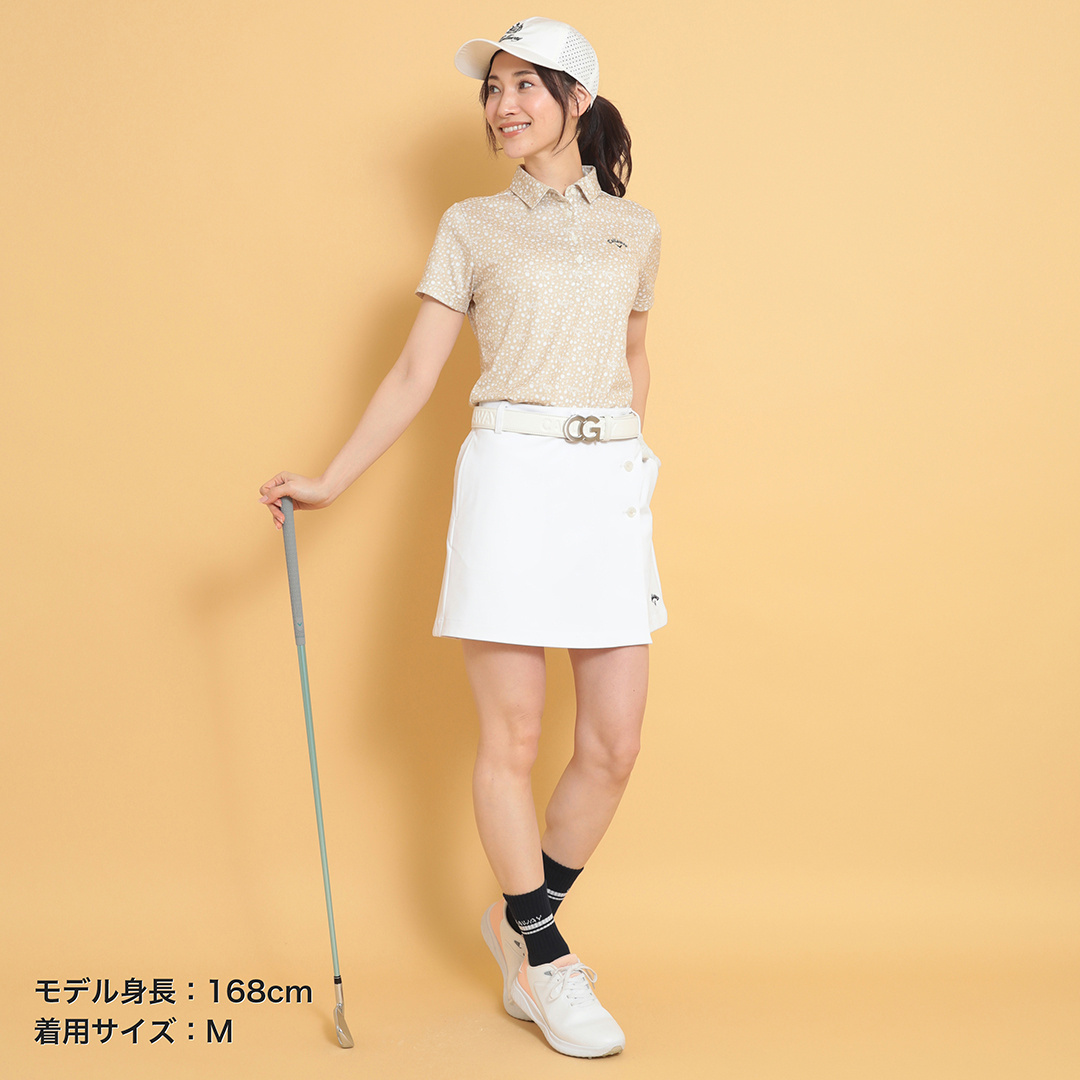 ポリエステルハニカム小花柄半袖シャツ (WOMENS)
