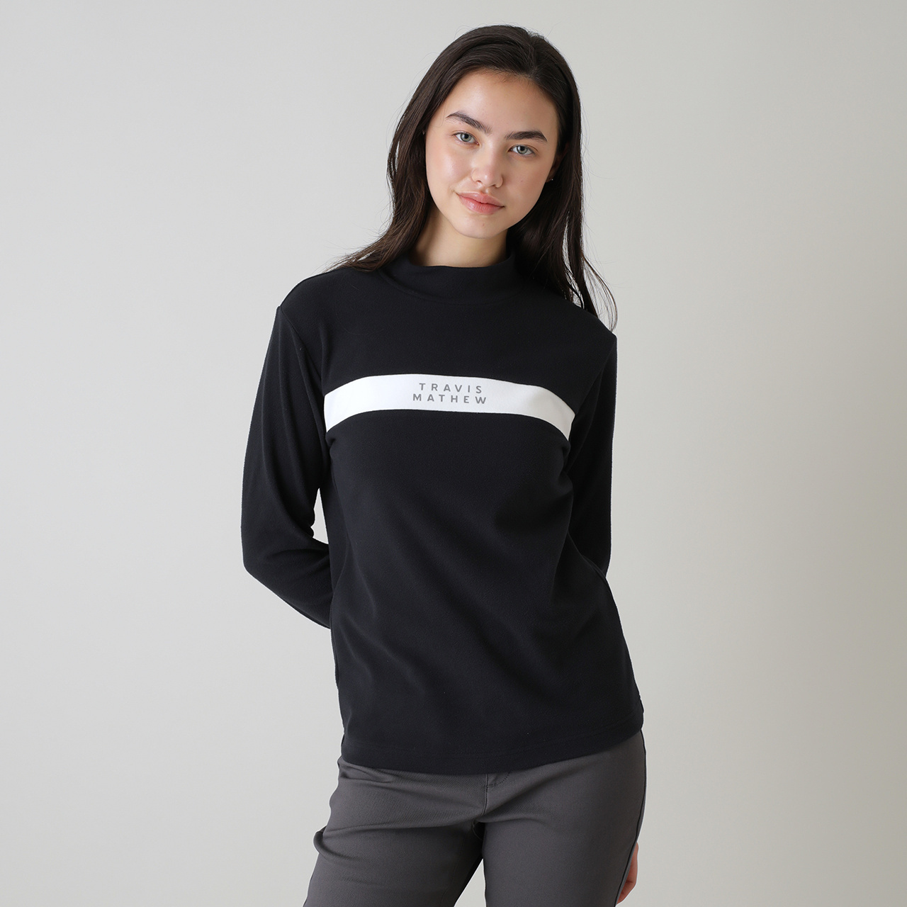 長袖チェストストライプモックネック(WOMENS)