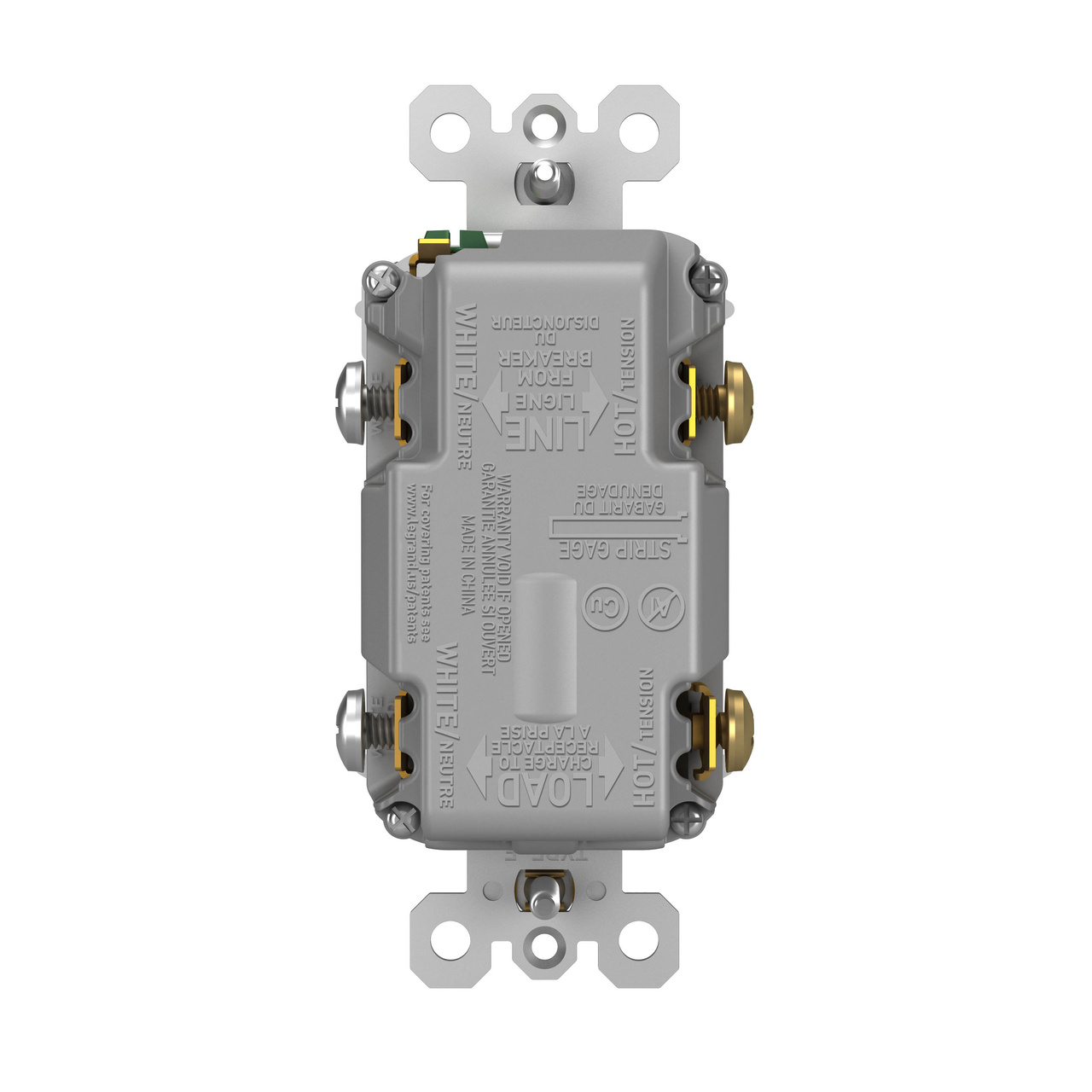 radiant Collection 20 amp GFCI USB Type A/C Outlet in Gray