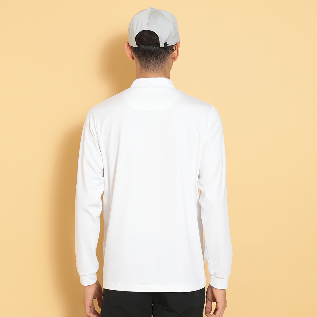 ストレッチスムース長袖モックネックシャツ (MENS)