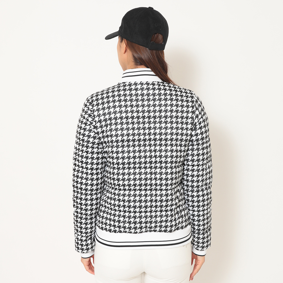 スターストレッチ千鳥プリント中綿ブルゾン (WOMENS)