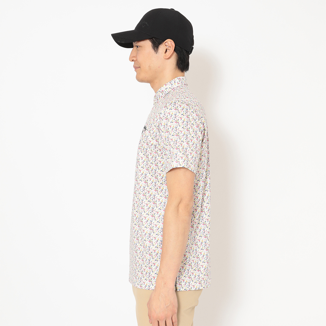 ハニカムメッシュ小花柄半袖シャツ (MENS)