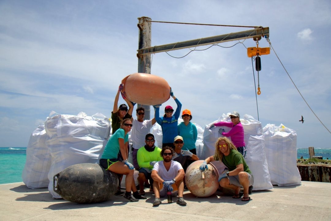 The Marine Debris team conducted operations on Tern Island of French Frigate Shoals on May 7, 2016. The team collected the debris off the shorelines, contained in bagsters, and out of harms way for the wildlife. Photo: NOAA Fisheries