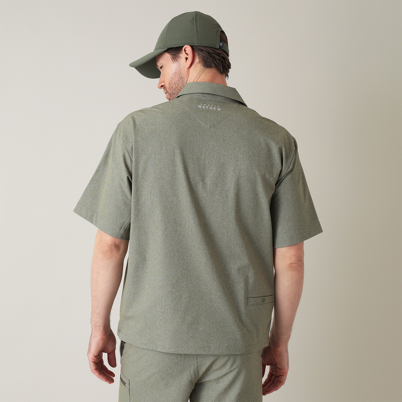 半袖チェック柄 クォータージップ ジャケット(MENS)