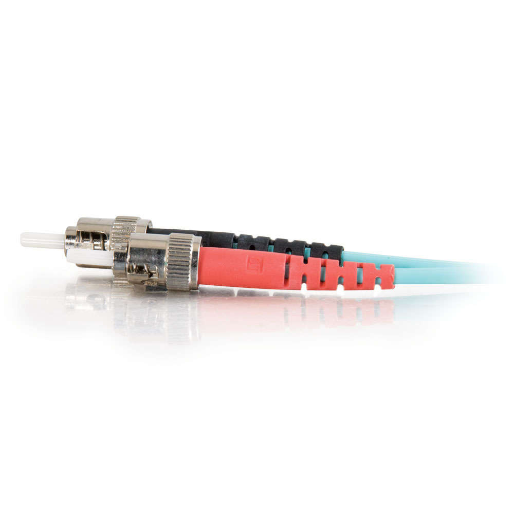 ST-ST 10Gb 50/125 OM3 Duplex Multimode Fiber Optic Cable - Plenum CMP-Rated - Aqua