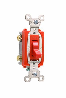 Industrial Extra Heavy Duty Specification Grade Switch, Lighted When On, Back and Side Wire, Red