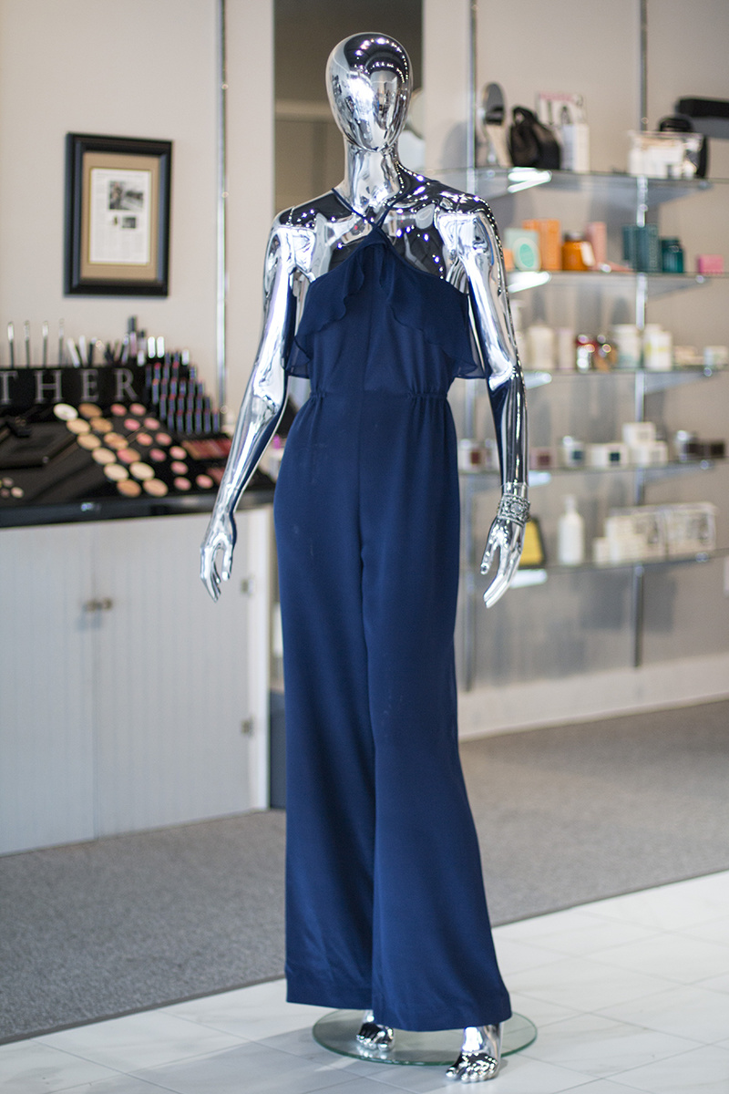 From Heather: Haute Hippie silk halter jumpsuit in "Memphis Blue", $595; authentic antique rhinestone shoe buckle bracelet, $275 From Heather: Haute Hippie silk halter jumpsuit in "Memphis Blue", $595; authentic antique rhinestone shoe buckle bracelet, $275