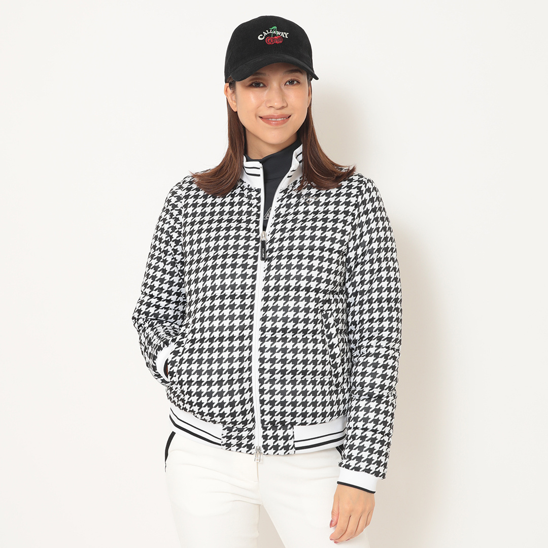 スターストレッチ千鳥プリント中綿ブルゾン (WOMENS)