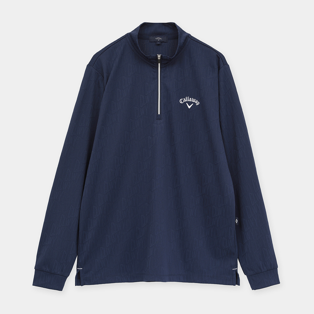 ロゴジャカードハーフジップ長袖モックネック (MENS)