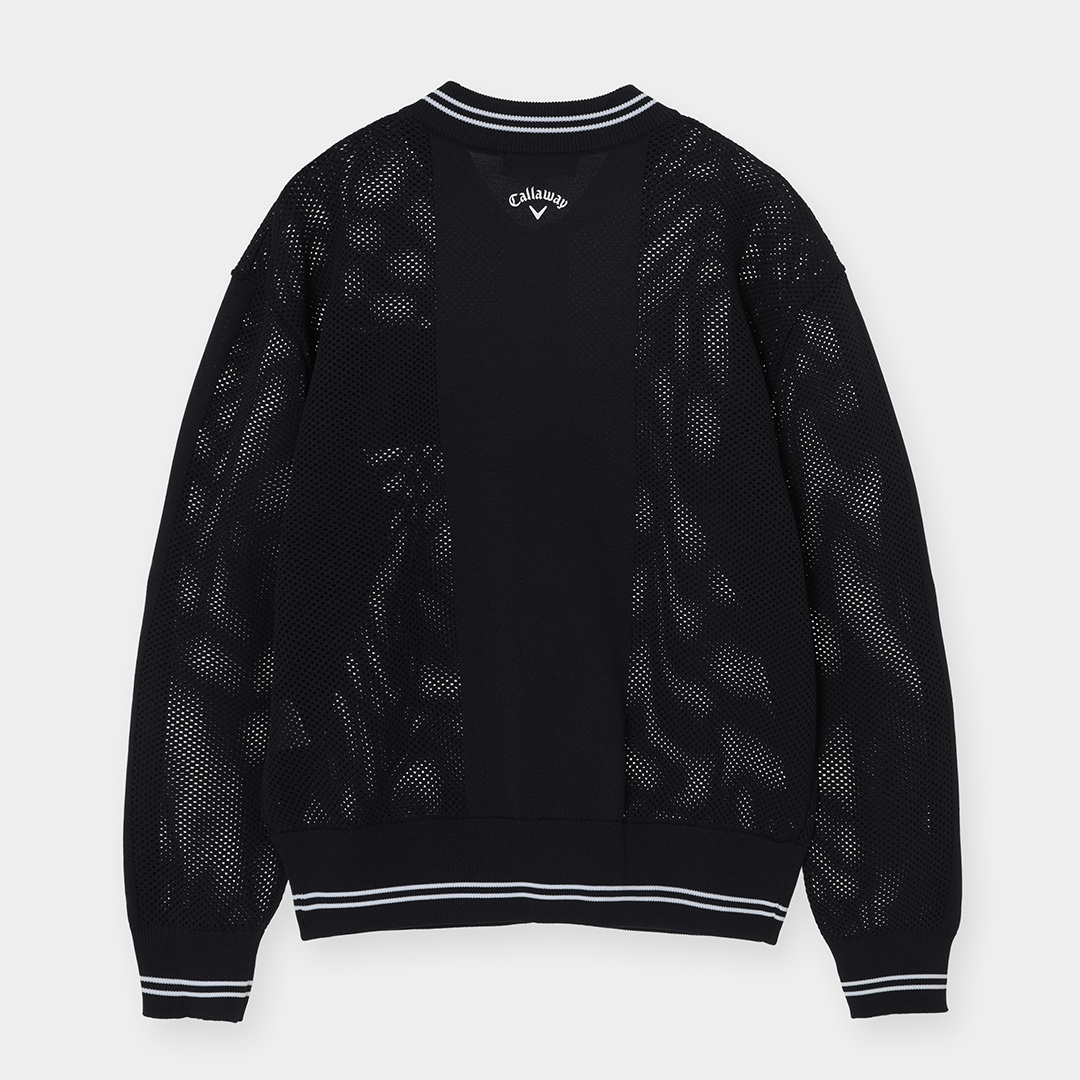 メッシュ編みフルジップニットブルゾン (WOMENS)