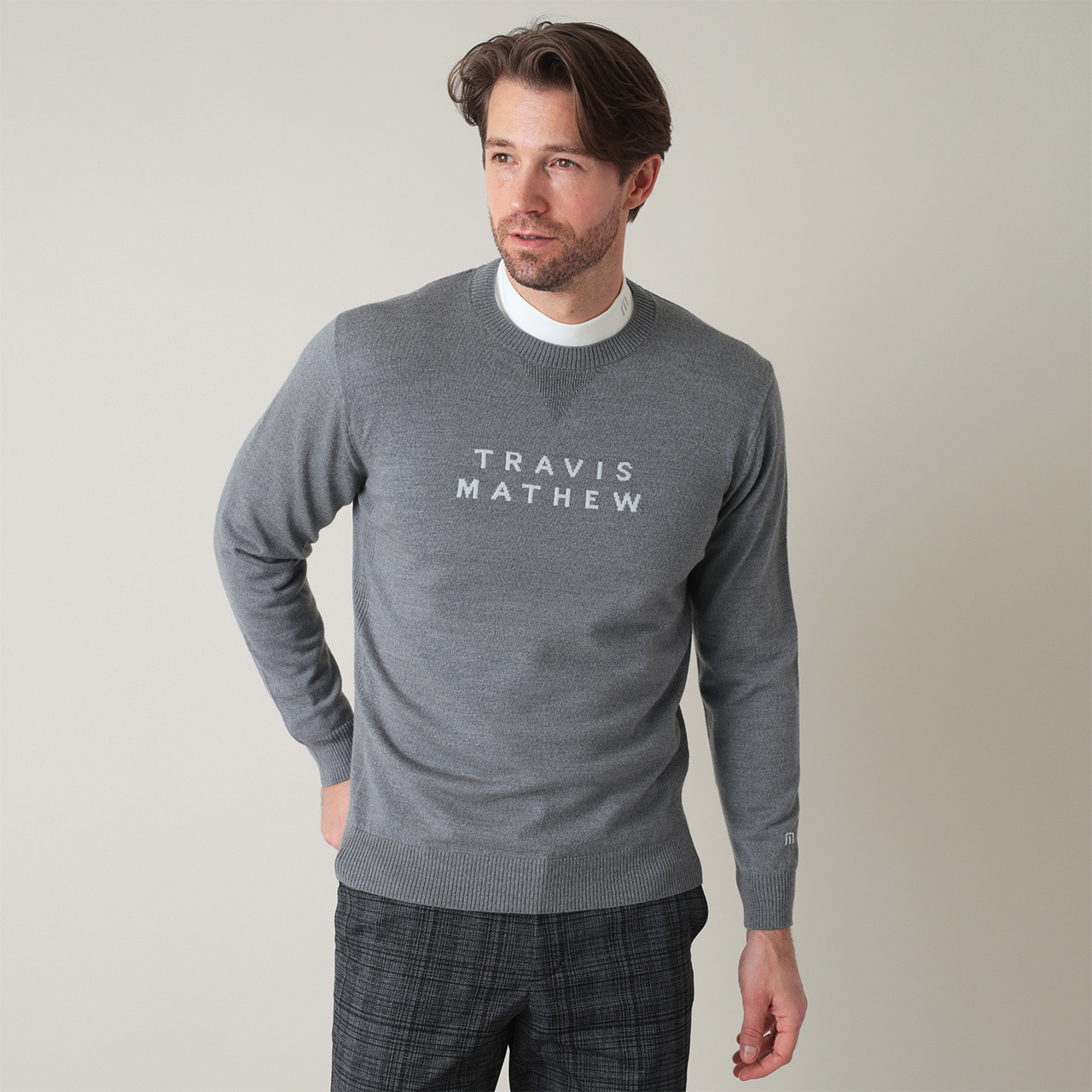 石川遼プロ着用】ウール混 クルーネック ロゴセーター(MENS)