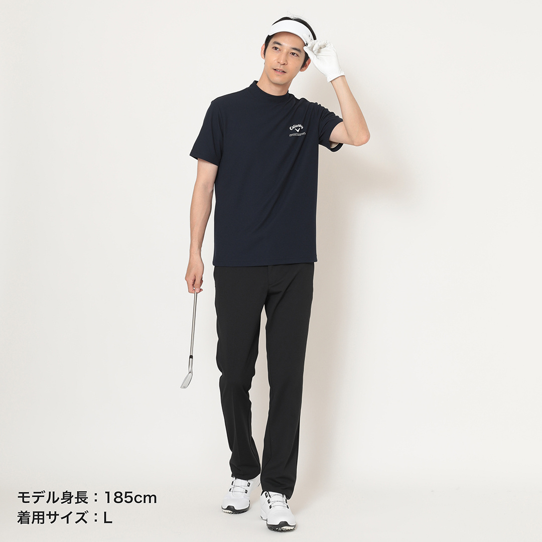 ポリエステルスムース半袖モックネックシャツ (MENS)