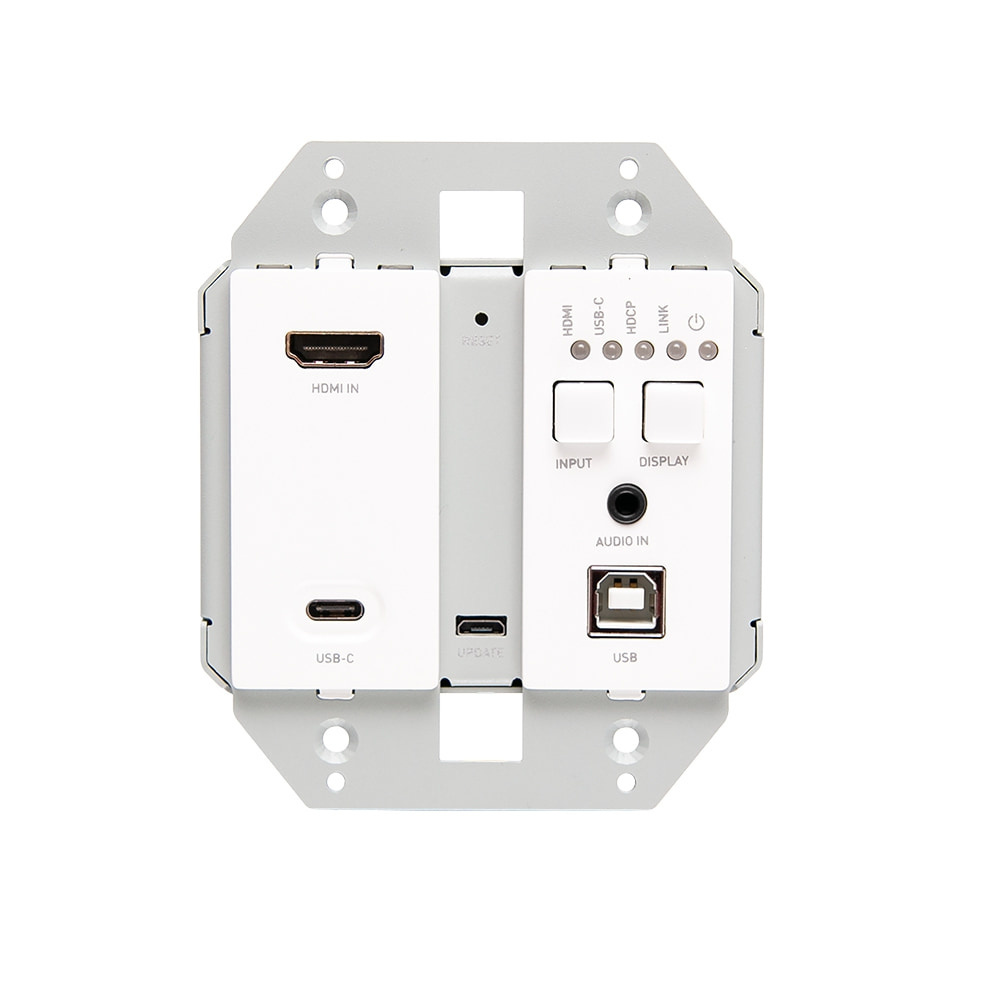 HDMI HDBaseT + USB-C, 3.5mm, and USB-A to B over Cat Extender Dual Gang Wall Plate Transmitter to Box Receiver - 4K 60Hz