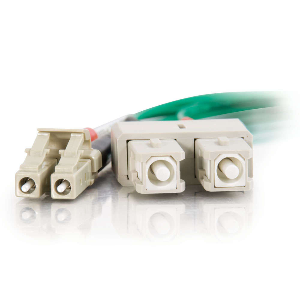 LC-SC 50/125 OM2 Duplex Multimode Fiber Optic Cable - Plenum CMP-Rated - Green