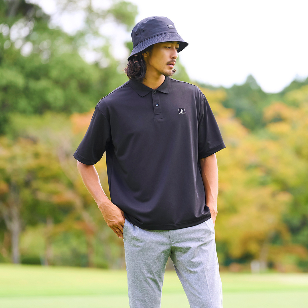 ポリエステルカノコオーバーサイズ半袖ポロシャツ (MENS)