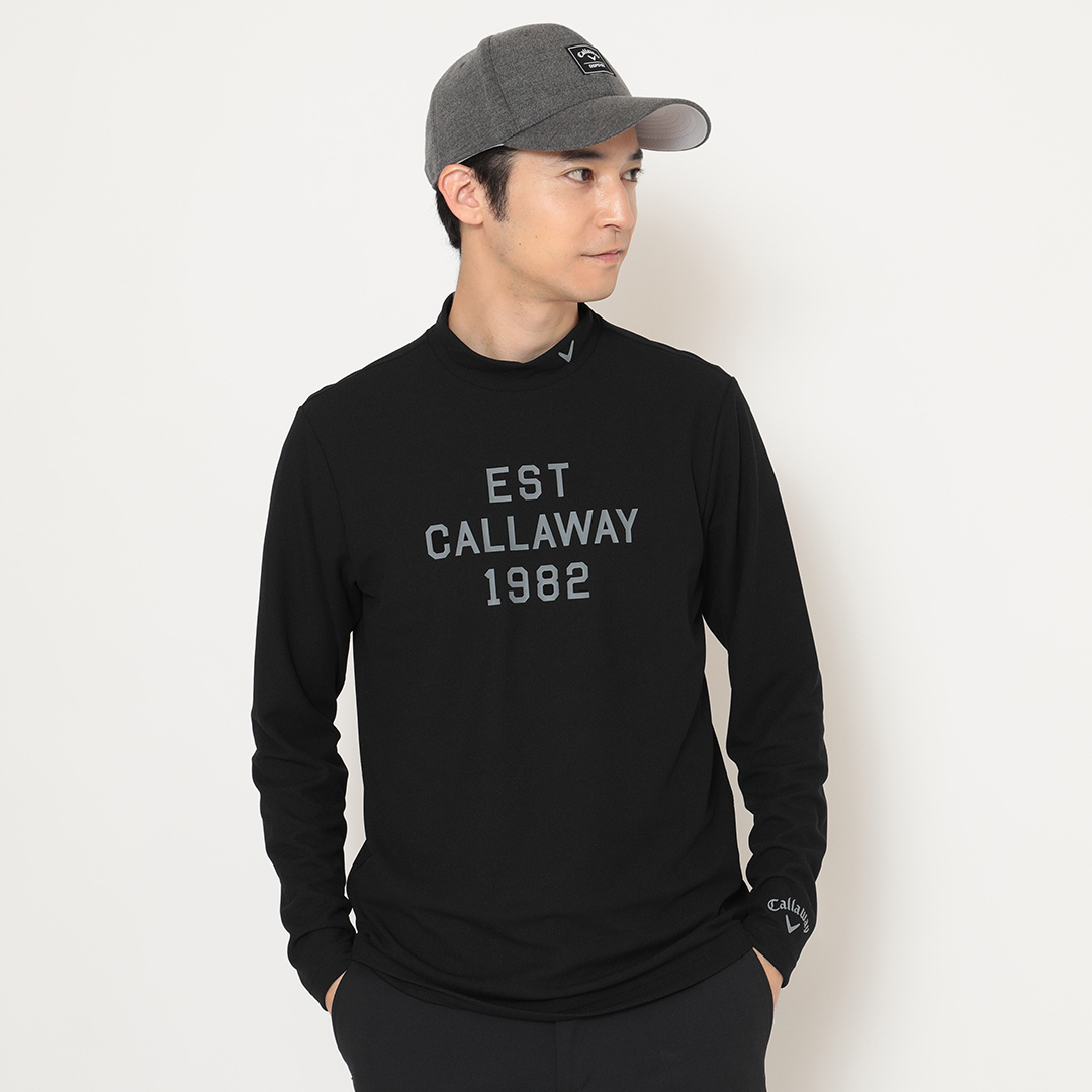 ポリエステルスムース長袖モックネックシャツ (MENS)