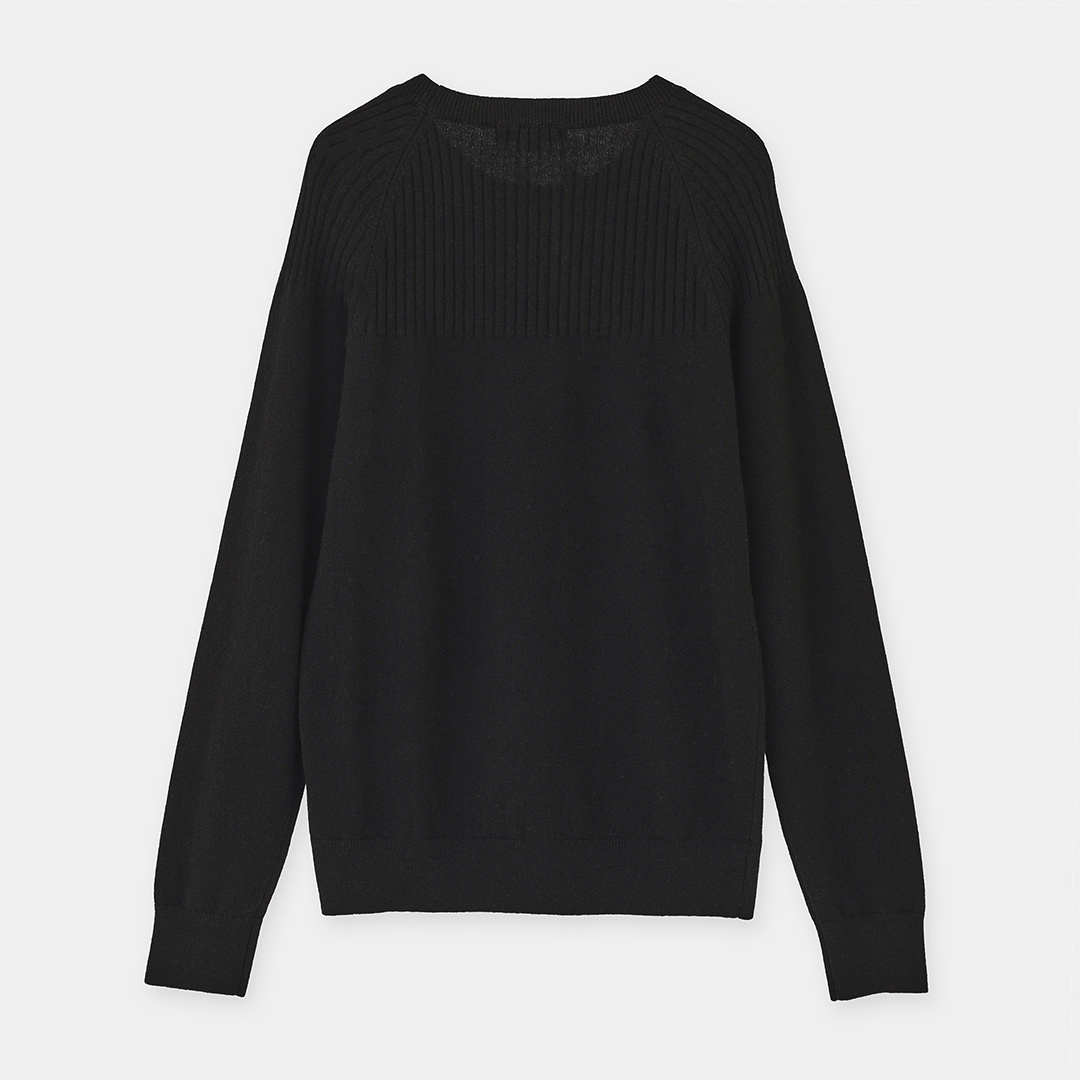 リブ切替クルーネックニット (WOMENS)