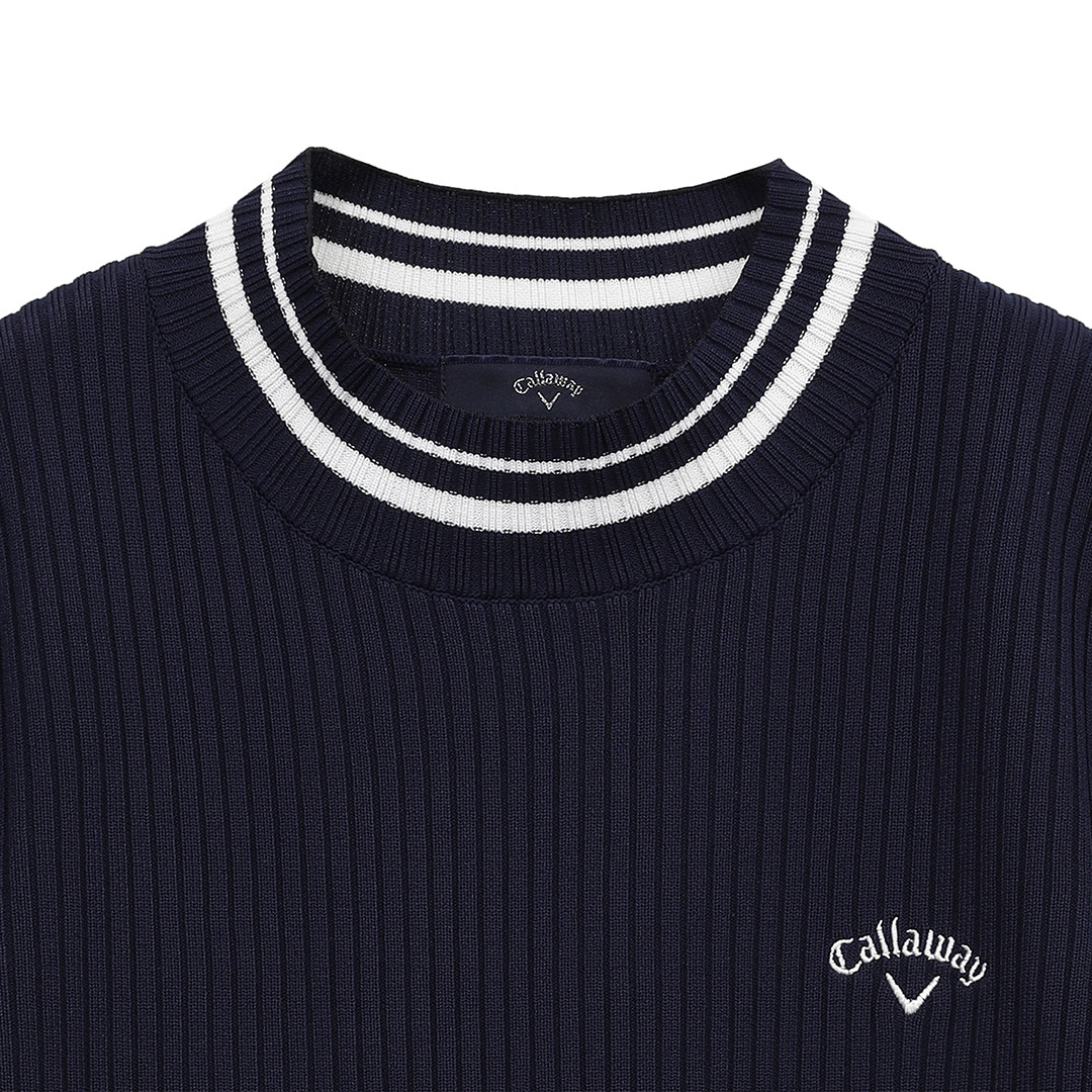 半袖モックネックリブニット (WOMENS)