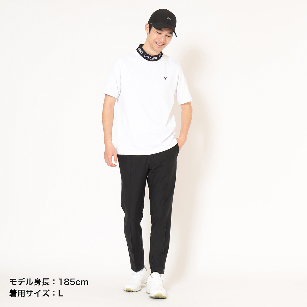 ミニワッフルジャカード衿半袖モックネック ※4Lサイズあり (MENS)