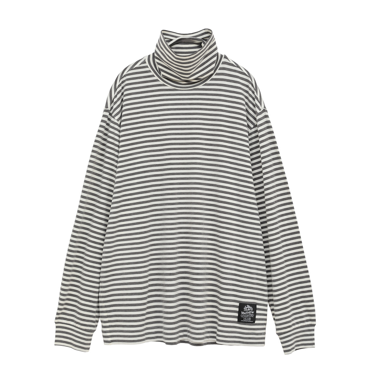 ソフトタッチ ストライプ 長袖 モックネック(MENS)