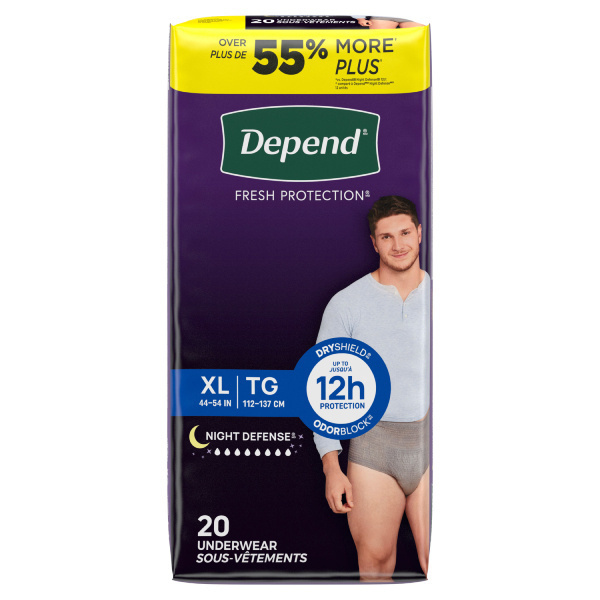Depend Night Defense Underwear for Men, X-Large - 40/case (DENDUMX Health & Beauty Health Care Incontinence Aids) photo