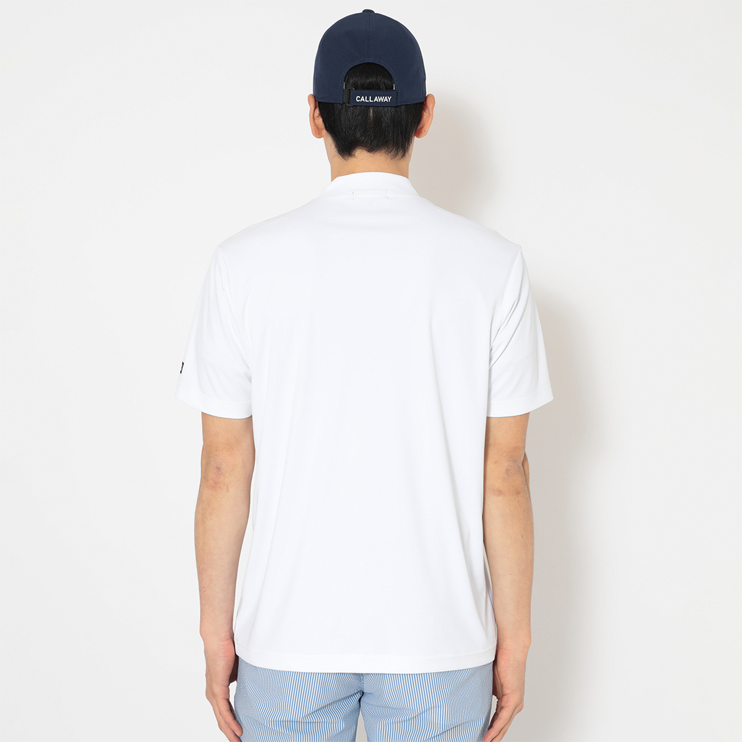 ポリエステルスムース半袖モックネックシャツ (MENS)