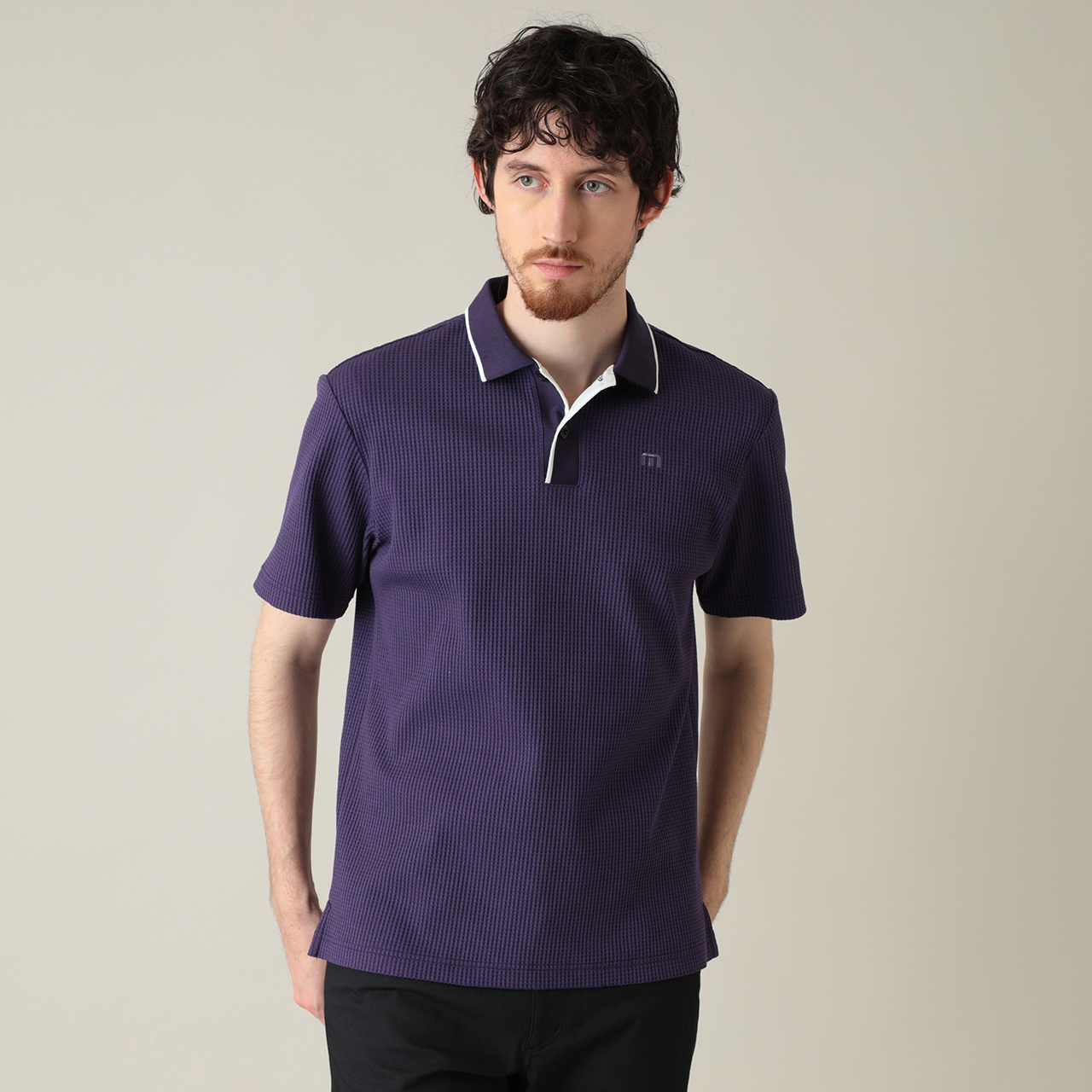 半袖ワッフルポロ(MENS)