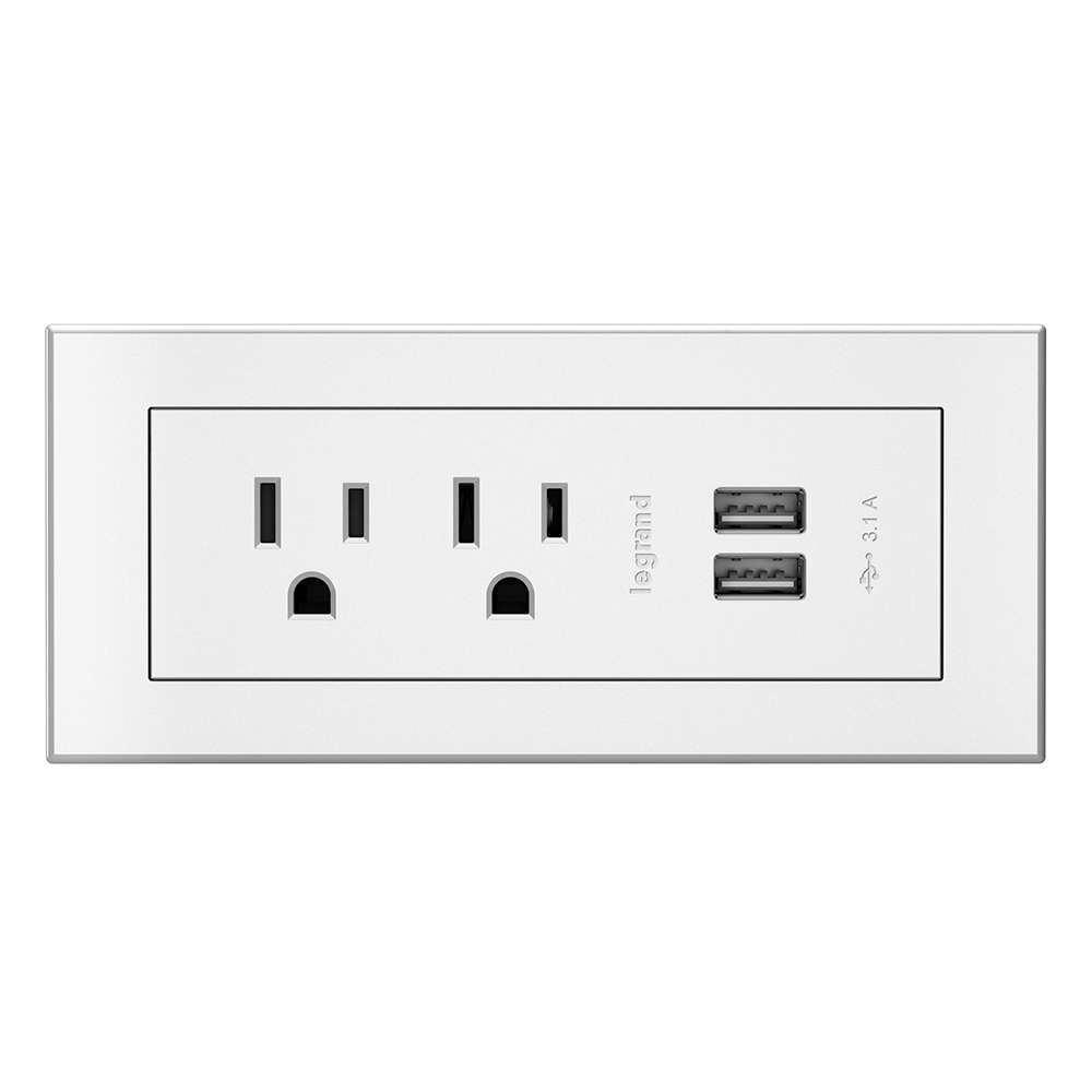 radiant® Furniture Power Center with 2 Outlets and USB White