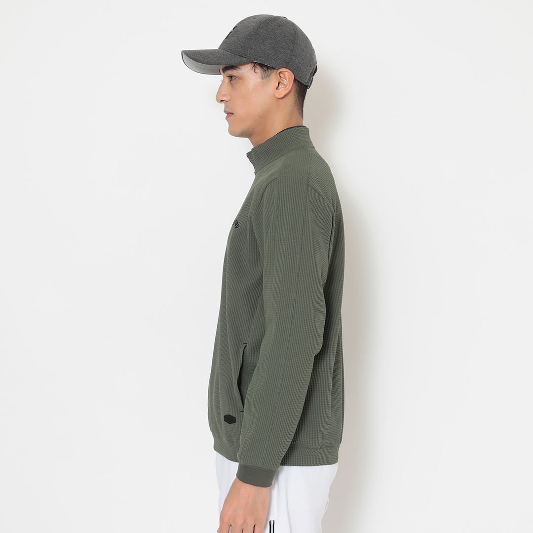 ワッフルハーフジップモックネックシャツ (MENS)