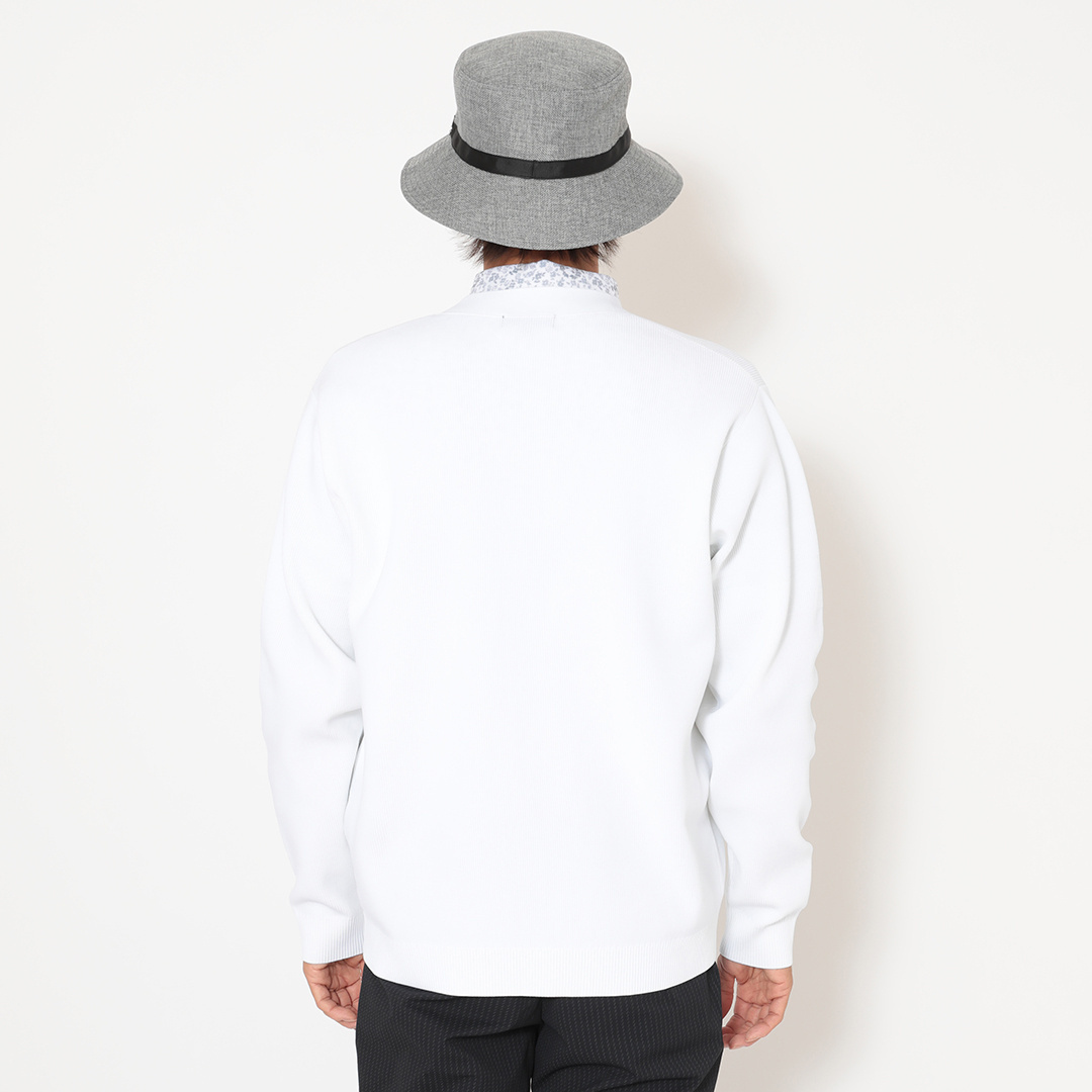 畦編みVネックニットカーディガン (MENS)