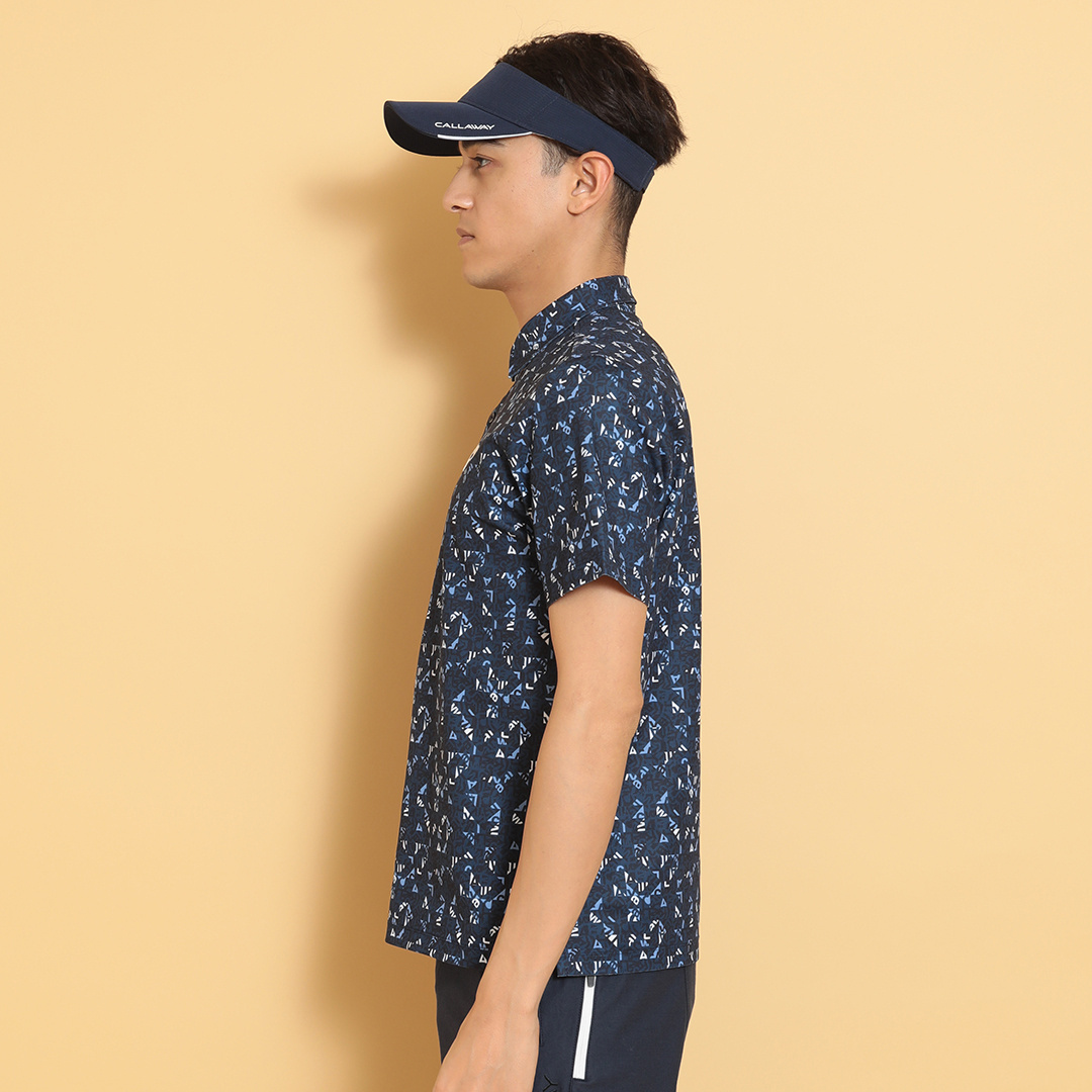 幾何学ロゴプリントカノコシャツ ※4Lサイズあり (MENS)