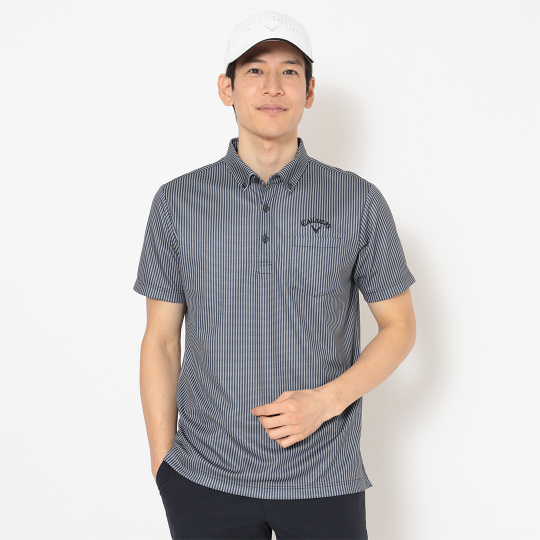 ハニカムメッシュ花柄半袖シャツ (MENS)