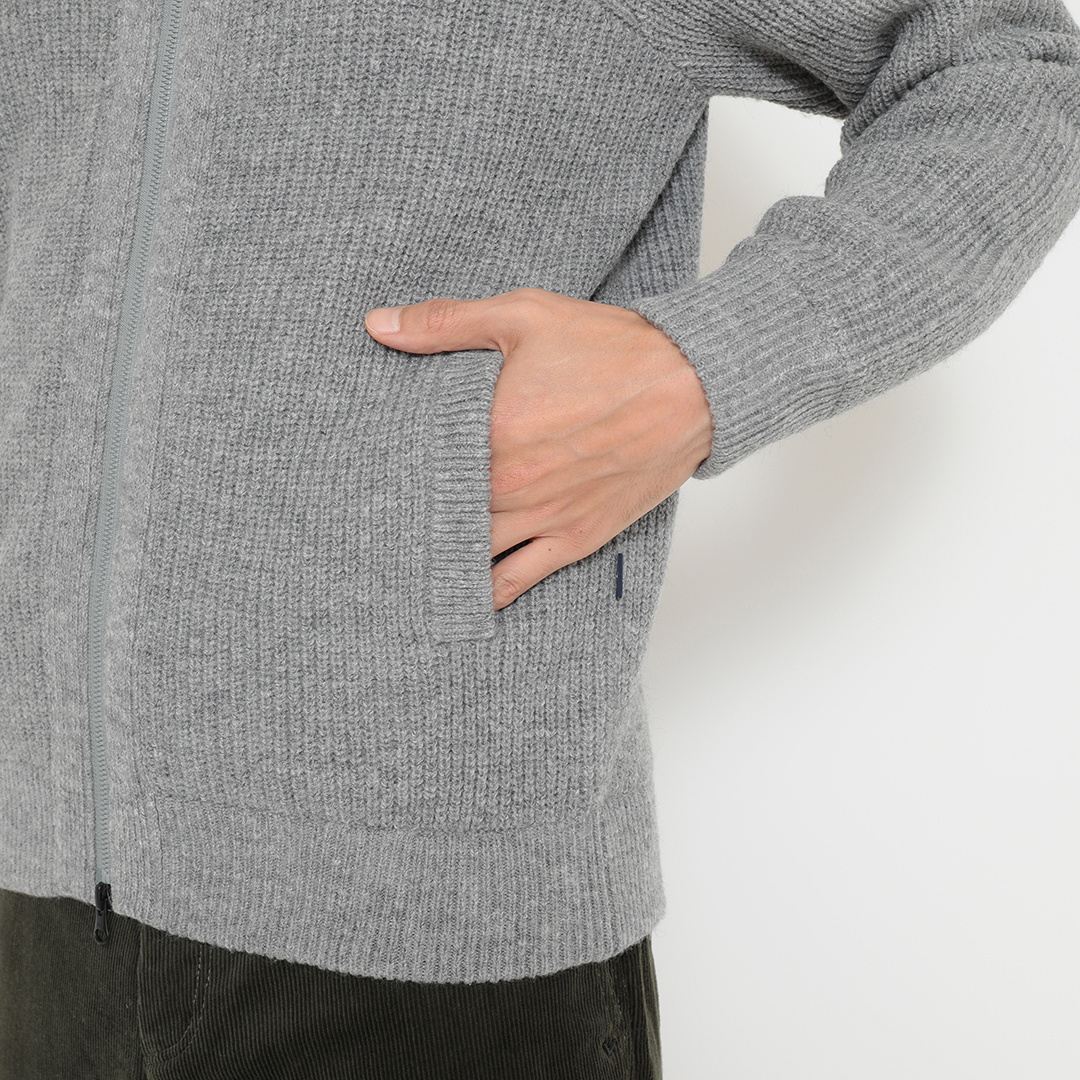 裏地付き畦編みフルジップニット ※4Lサイズあり (MENS)