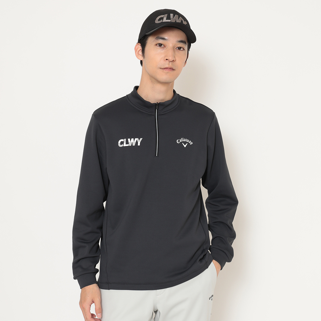 裏起毛ハーフジップモックネックシャツ (MENS)