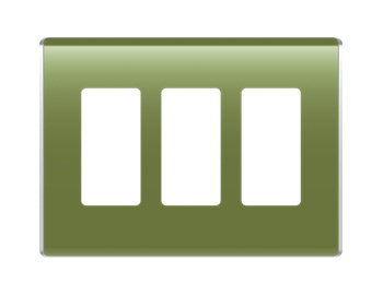 Photo of a Moss Colored, 3-Gang Studio Wall Plate on a White background