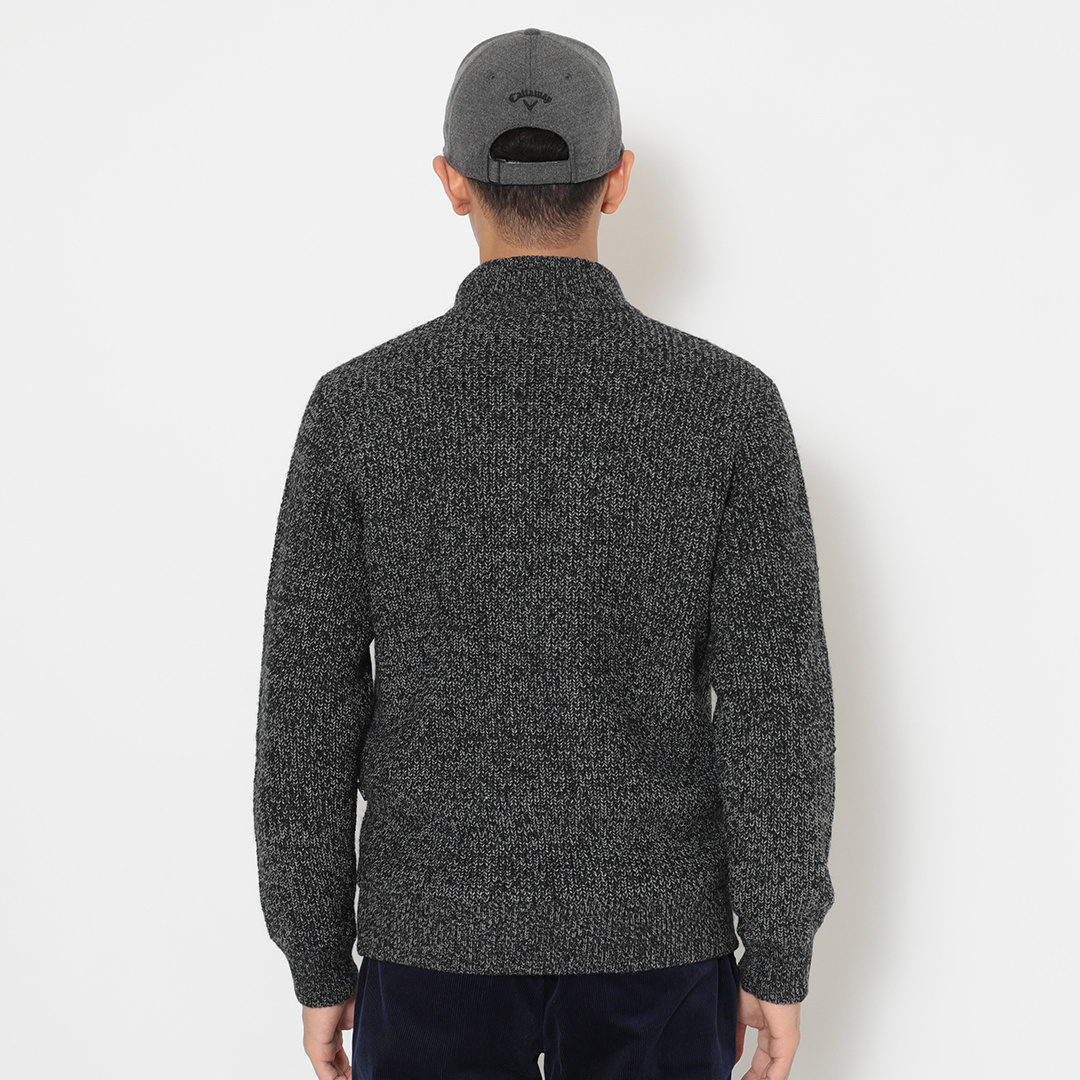 裏地付き畦編みフルジップニット ※4Lサイズあり (MENS)