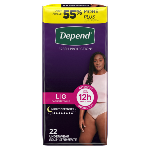 Depend Night Defense Underwear for Women, Large - 88/case (DENDUWL2 Health & Beauty Health Care Incontinence Aids) photo