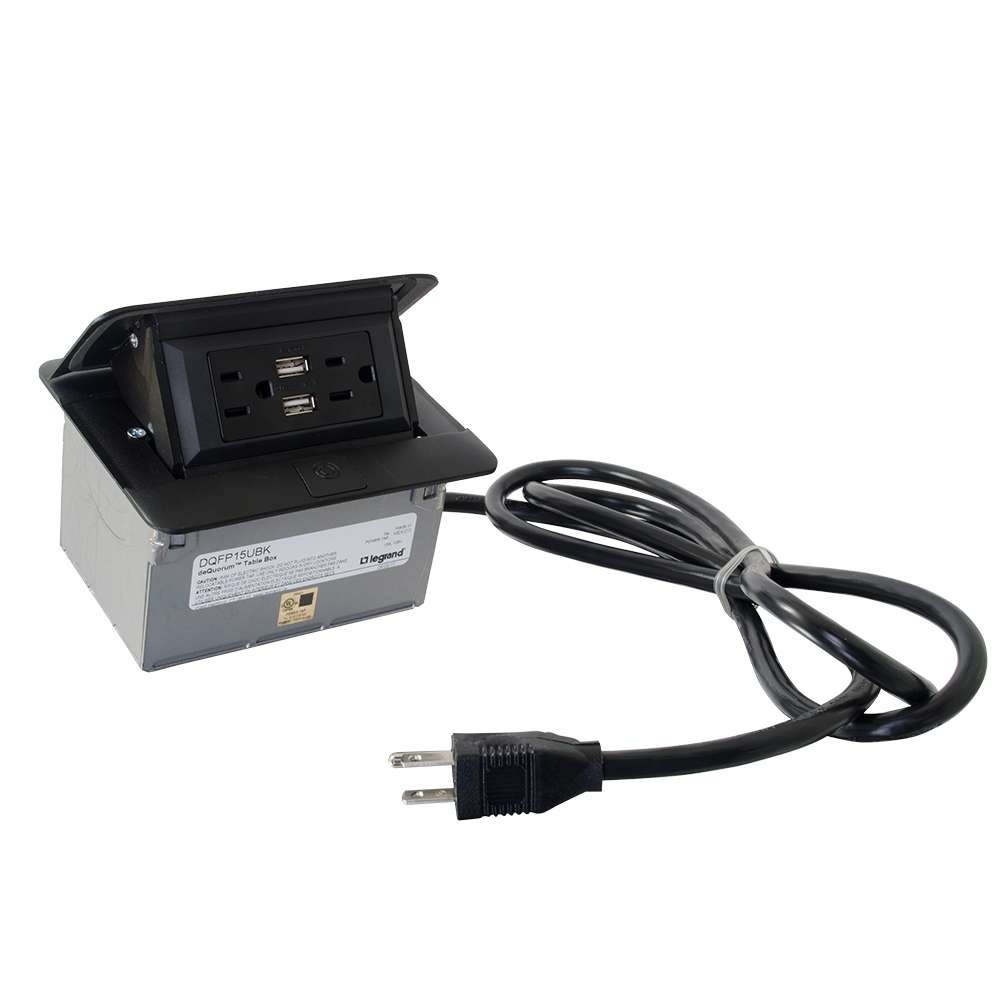 deQuorum Dual Flip-Up Unit with USB - Black Powder Coat