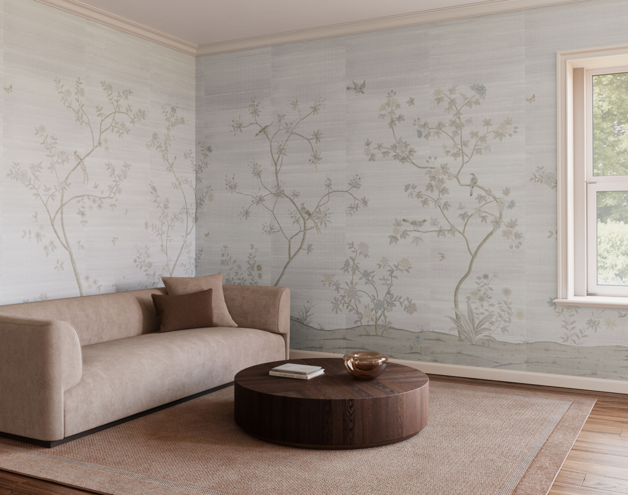 Promenade in Antique Bloom on Star Dusk Silk | Phillip Jeffries