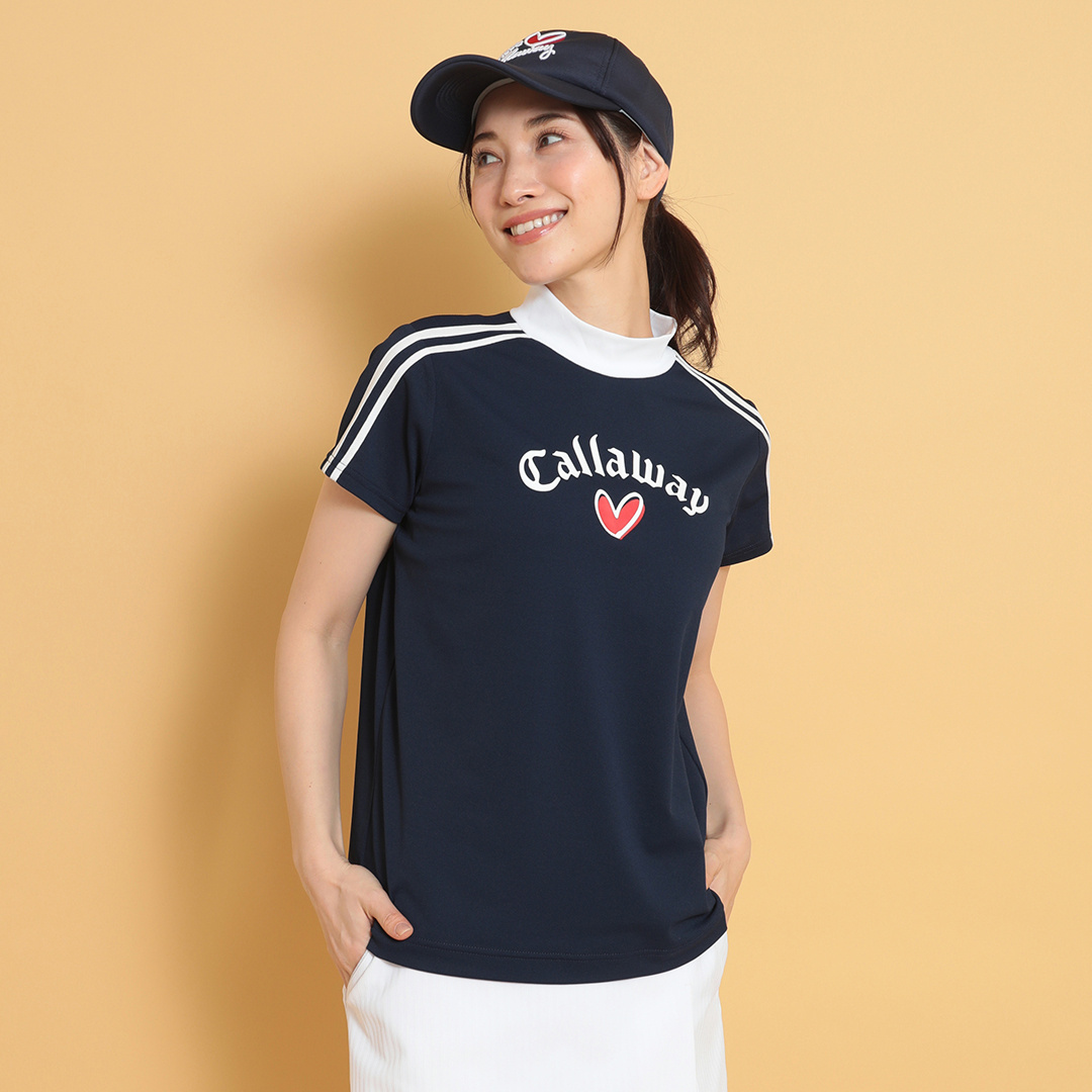 キャロウェイ LL 半袖モックネック ワンピース ブラック 大きいサイズ