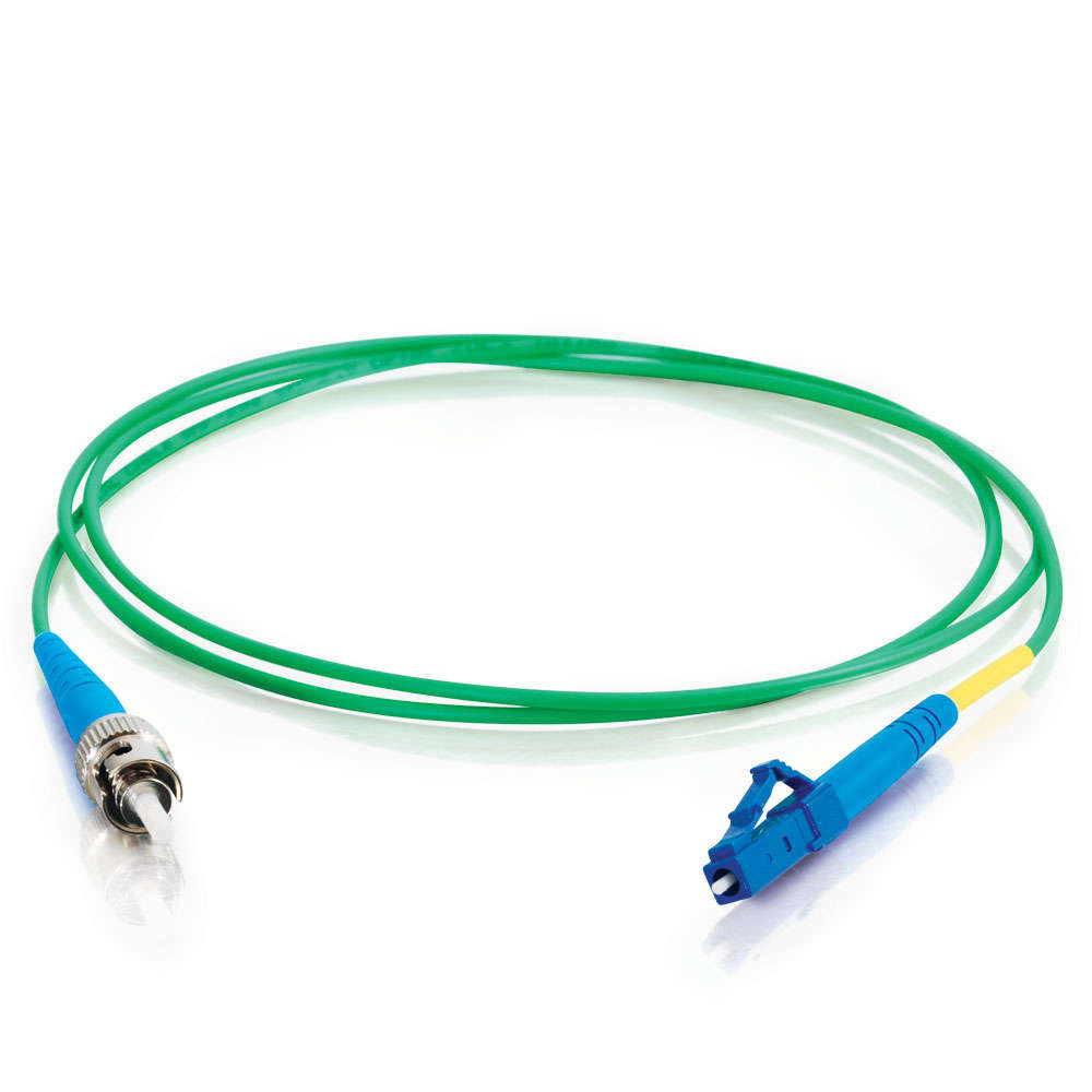 LC-ST 9/125 OS2 Simplex Single-Mode PVC Fiber Optic Cable - Green