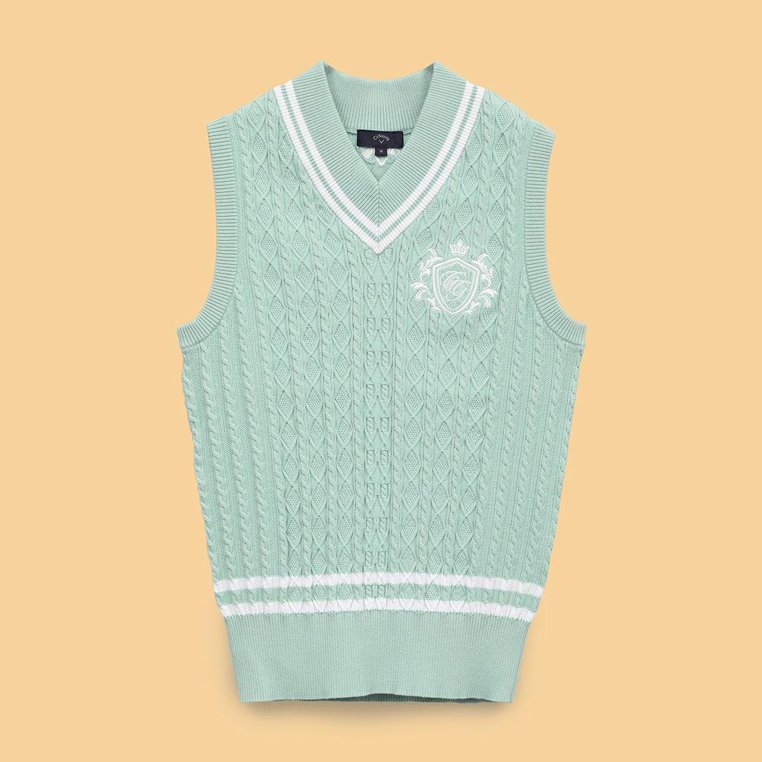 Vネックケーブルニットベスト (WOMENS)