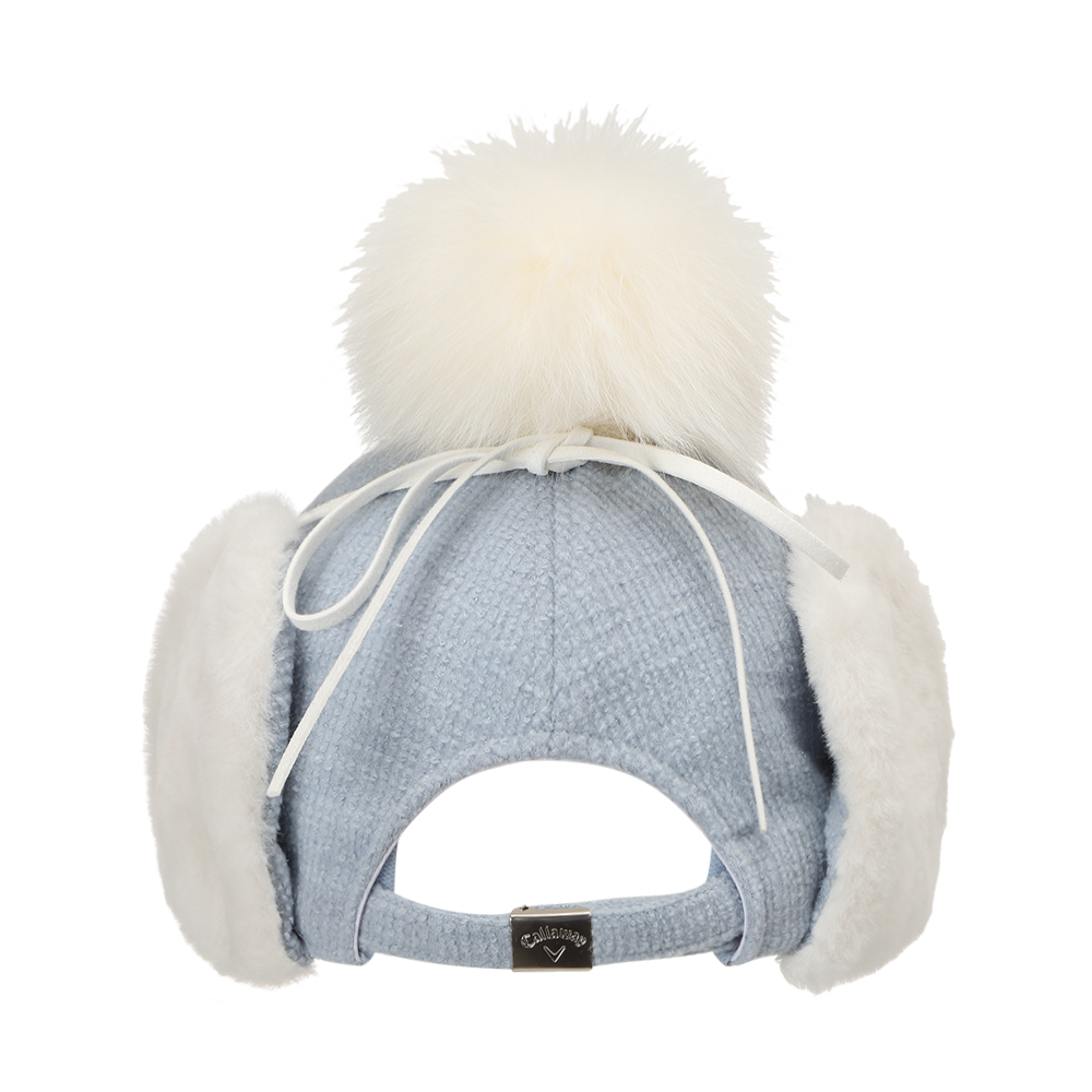 트위드 폼폼 이어워머 여성 볼캡