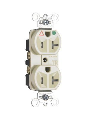 Tamper-Resistant Isolated Ground Hospital Grade Receptacle, Back and Side Wire, 20A, 125V, Ivory