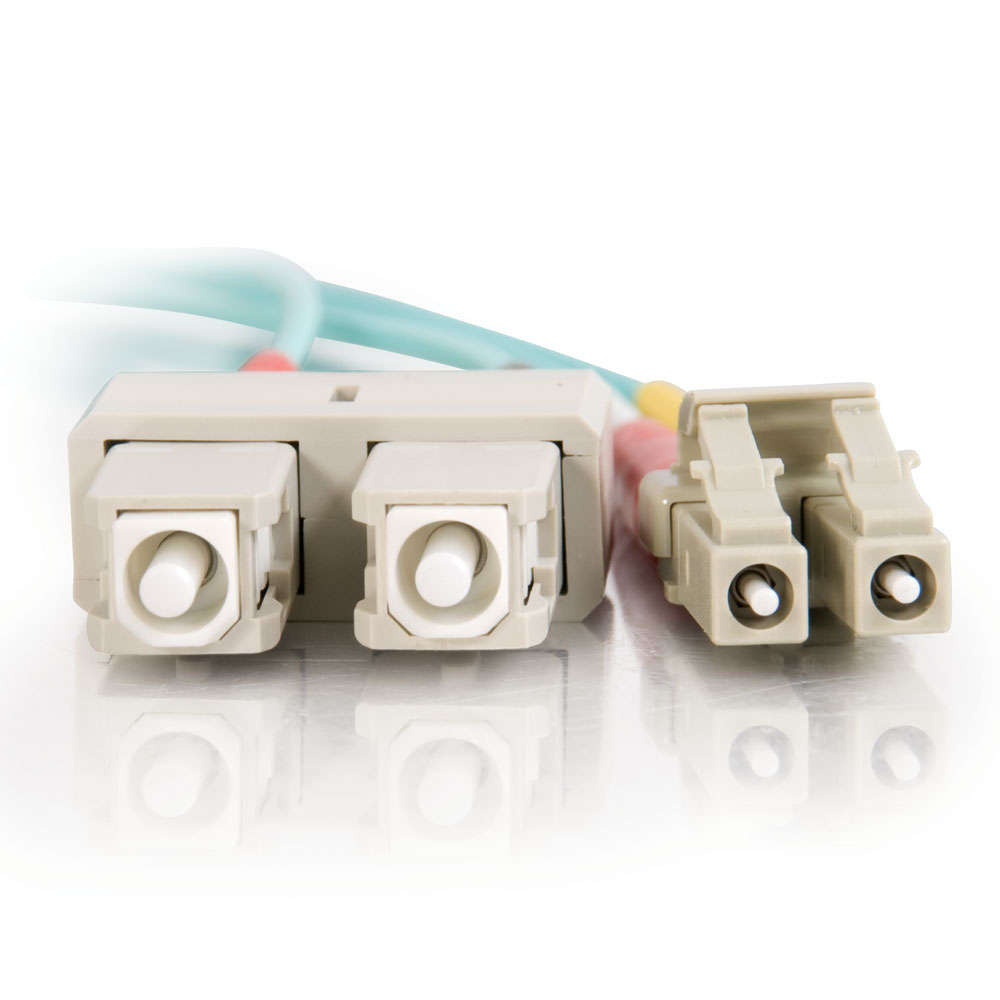 LC-SC 10Gb 50/125 OM3 Duplex Multimode PVC Fiber Optic Cable - Aqua